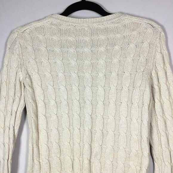 Gap Off White Minimalist Clean Girl Cable Knit Neck Sweater S Autumn Fall Casual - Picture 5 of 8